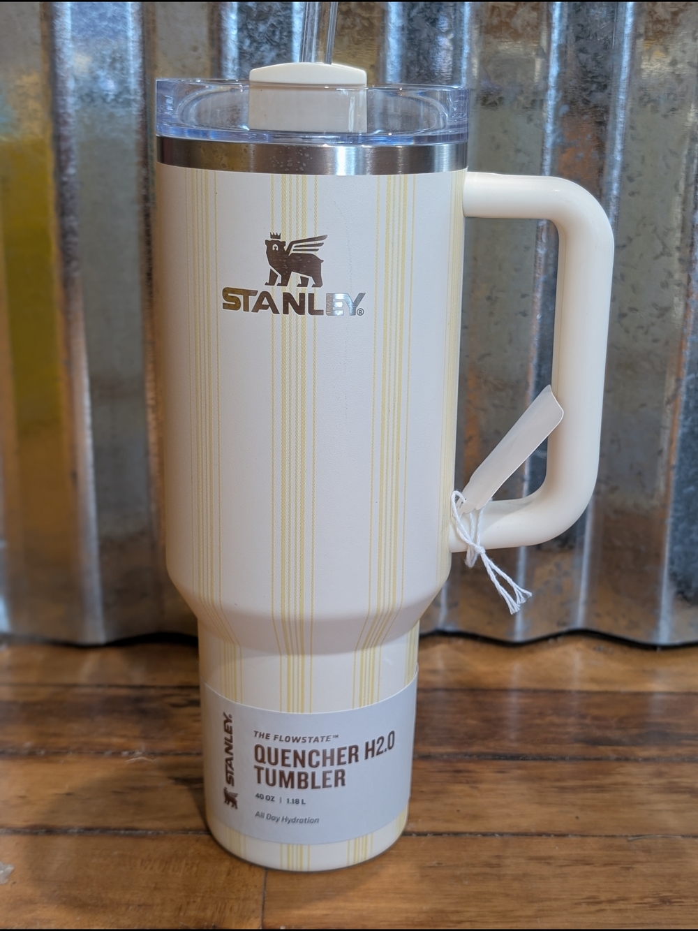 Stanley Tumbler in Cream with Pale Yellow Stripes